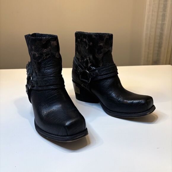 Vogue Screamo Black Leather Suede Back Zipper Women's Ankle Boots‎ Size 7 M - Picture 2 of 13